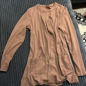 Isaac Mizrahi Tan Cardigan Sweater Open Front Knit